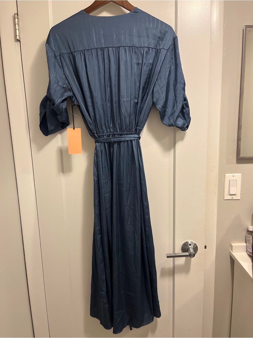 NWT - Halogen Slate Blue Wrap-Style Maxi Dress with Waist Tie - Picture 4 of 5
